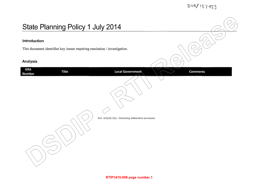 State Planning Policy 1 July 2014