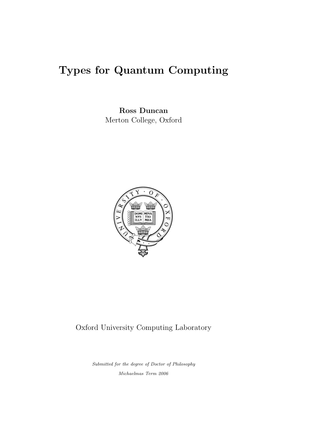 Types for Quantum Computing