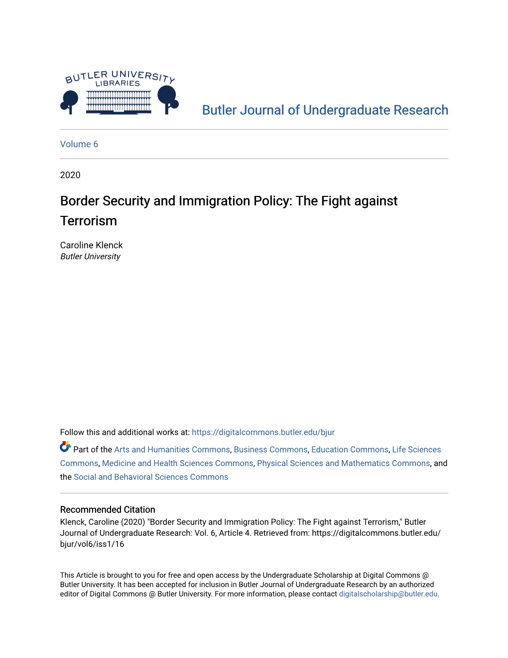 Border Security and Immigration Policy: the Fight Against Terrorism