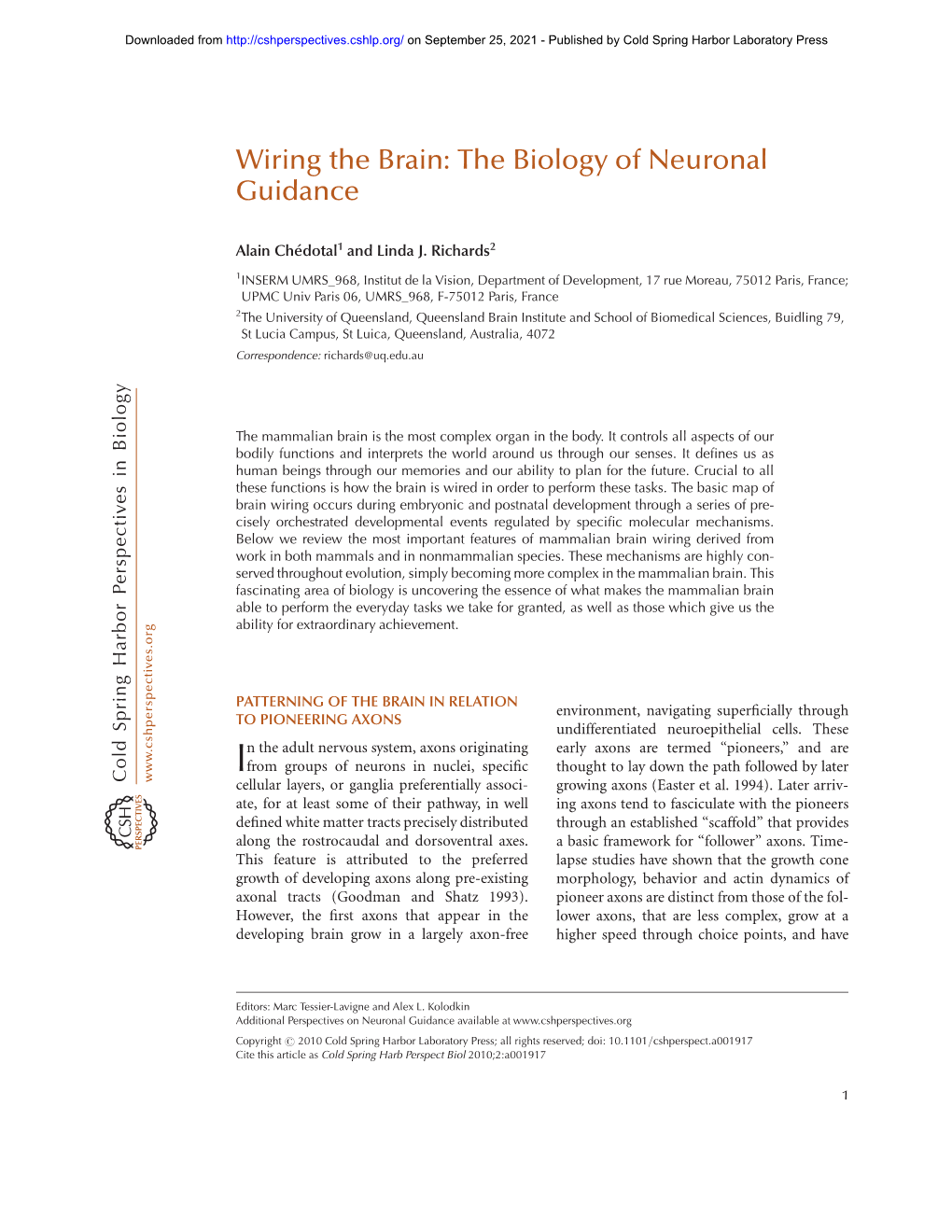 Wiring the Brain: the Biology of Neuronal Guidance