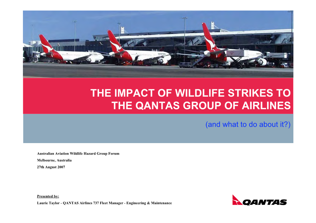 Laurie Taylor - QANTAS Airlines 737 Fleet Manager - Engineering & Maintenance Background