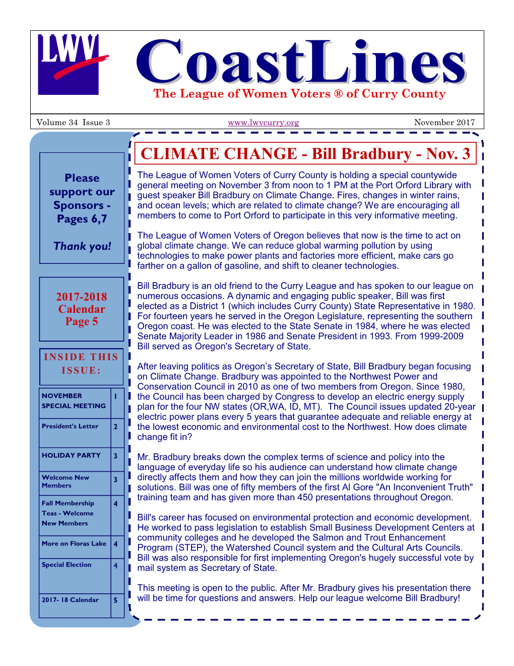 CLIMATE CHANGE - Bill Bradbury - Nov