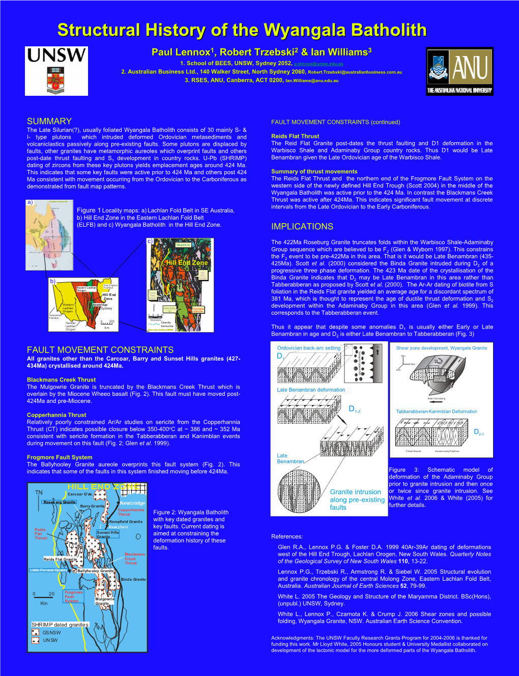Structural History of the Wyangala Batholith Paul Lennox1, Robert Trzebski2 & Ian Williams3 1