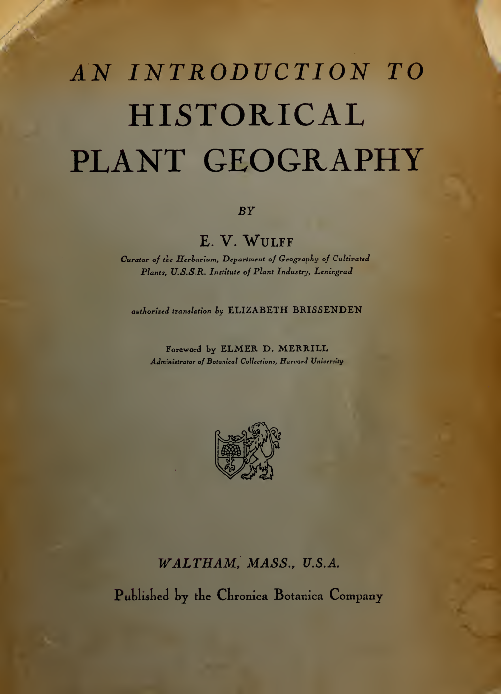 An Introduction to Historical Plant Geography