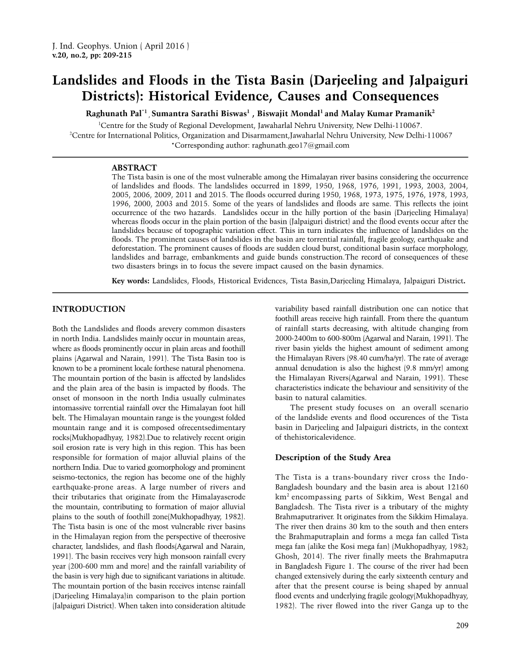 Landslides and Floods in the Tista Basin (Darjeeling and Jalpaiguri Districts): Historical Evidence, Causes and Consequences