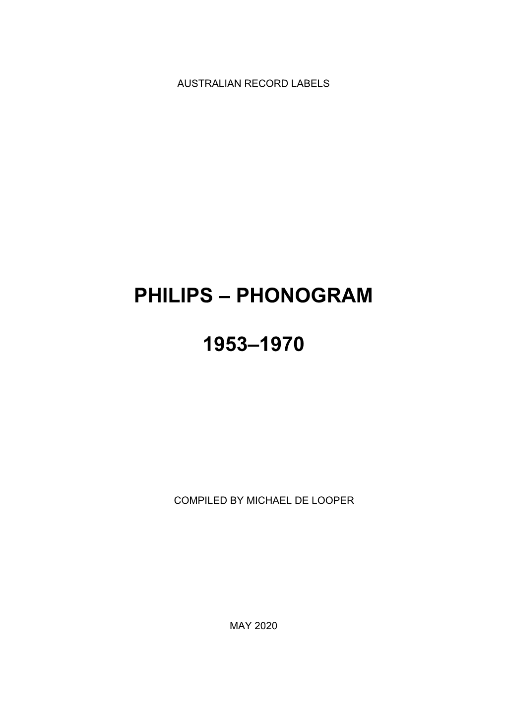 Philips Phonogram 1953-1970