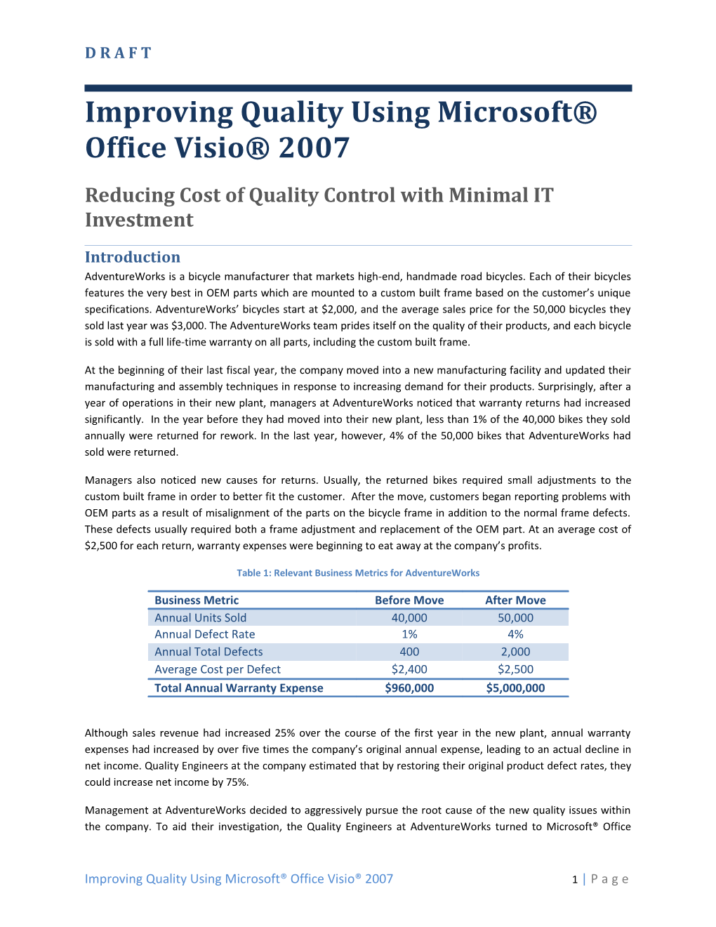 Improving Quality Using Microsoft Office Visio 2007