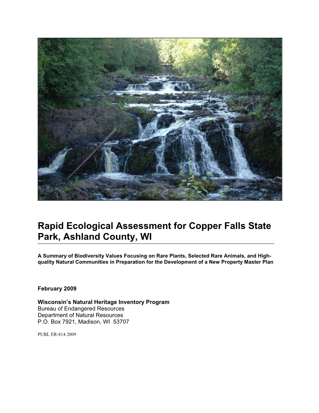 Rapid Ecological Assessment for Copper Falls State Park, Ashland County, WI
