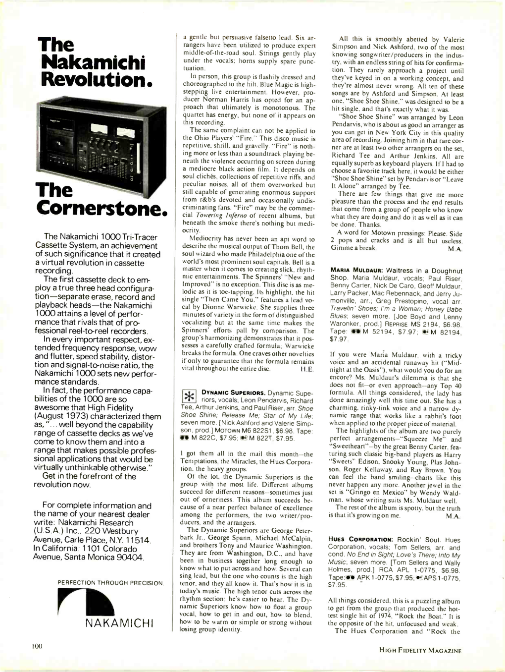 Nakamichi Revolution. Cornerstone