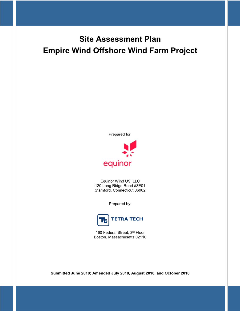 Site Assessment Plan Empire Wind Offshore Wind Farm Project