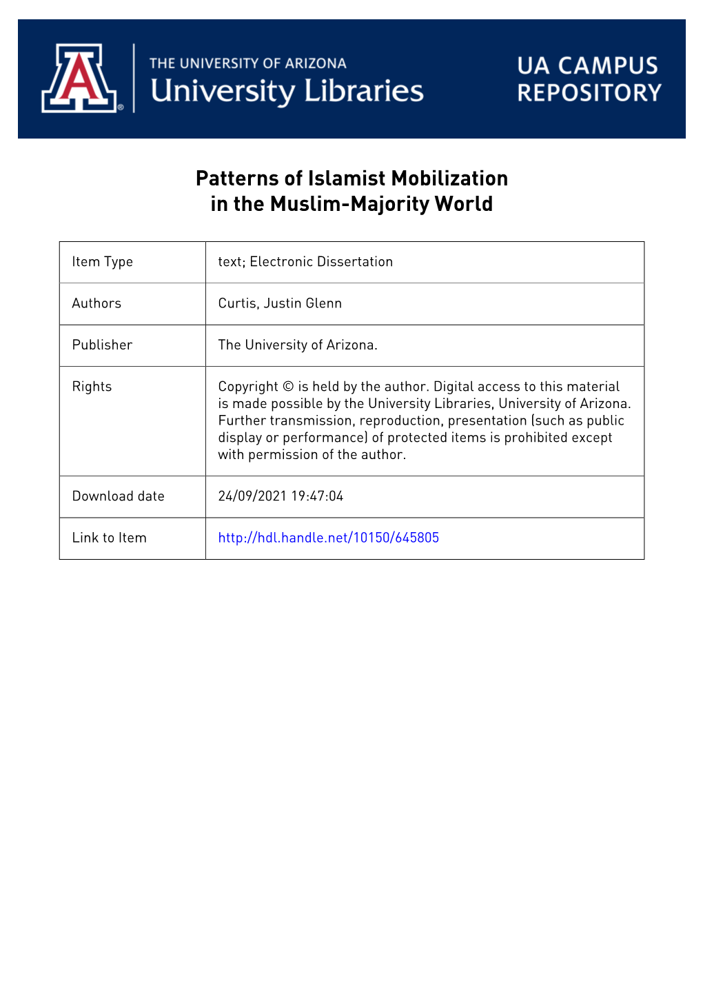 Patterns of Islamist Mobilization in the Muslim-Majority World