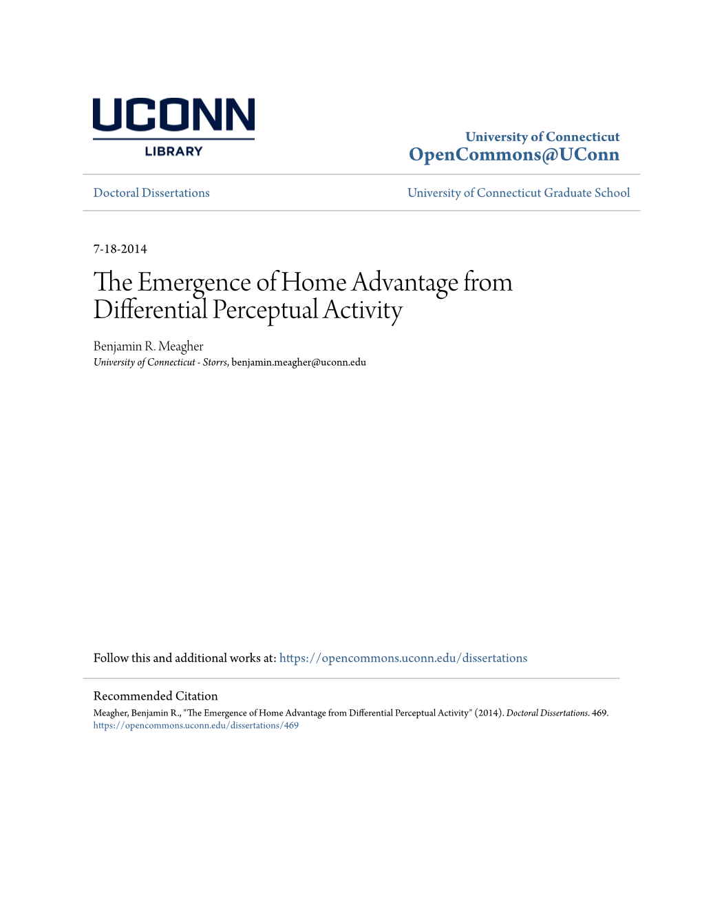 The Emergence of Home Advantage from Differential Perceptual Activity