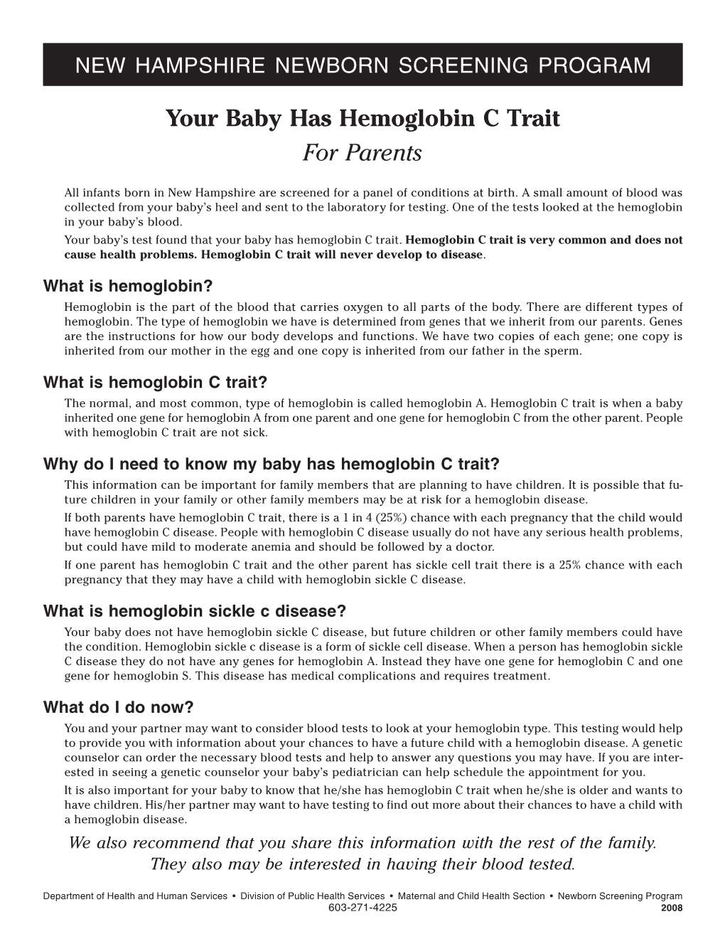 Your Baby Has Hemoglobin C Trait for Parents