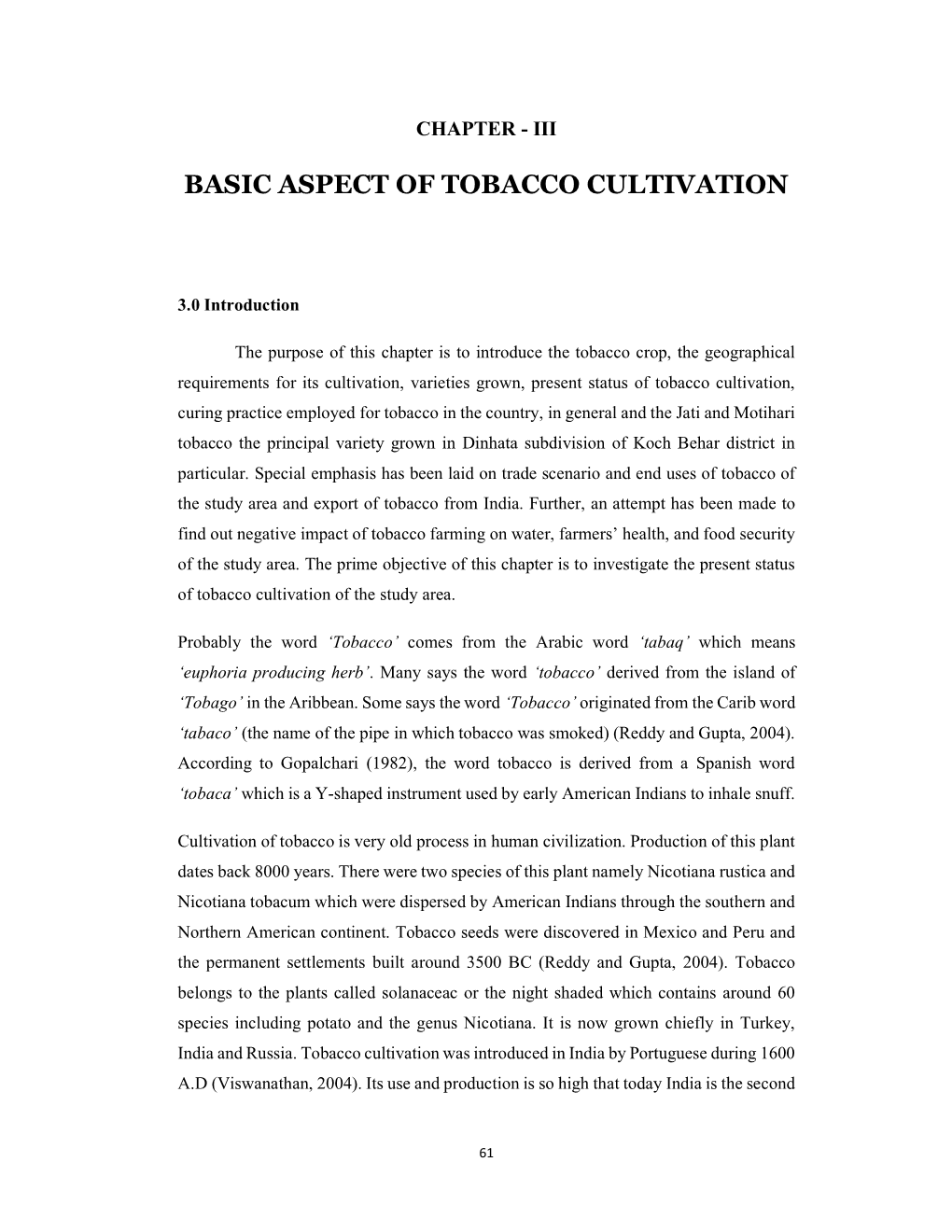 Basic Aspect of Tobacco Cultivation