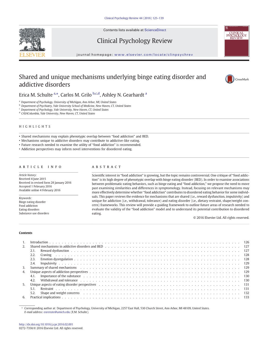 Shared and Unique Mechanisms Underlying Binge Eating Disorder and Addictive Disorders