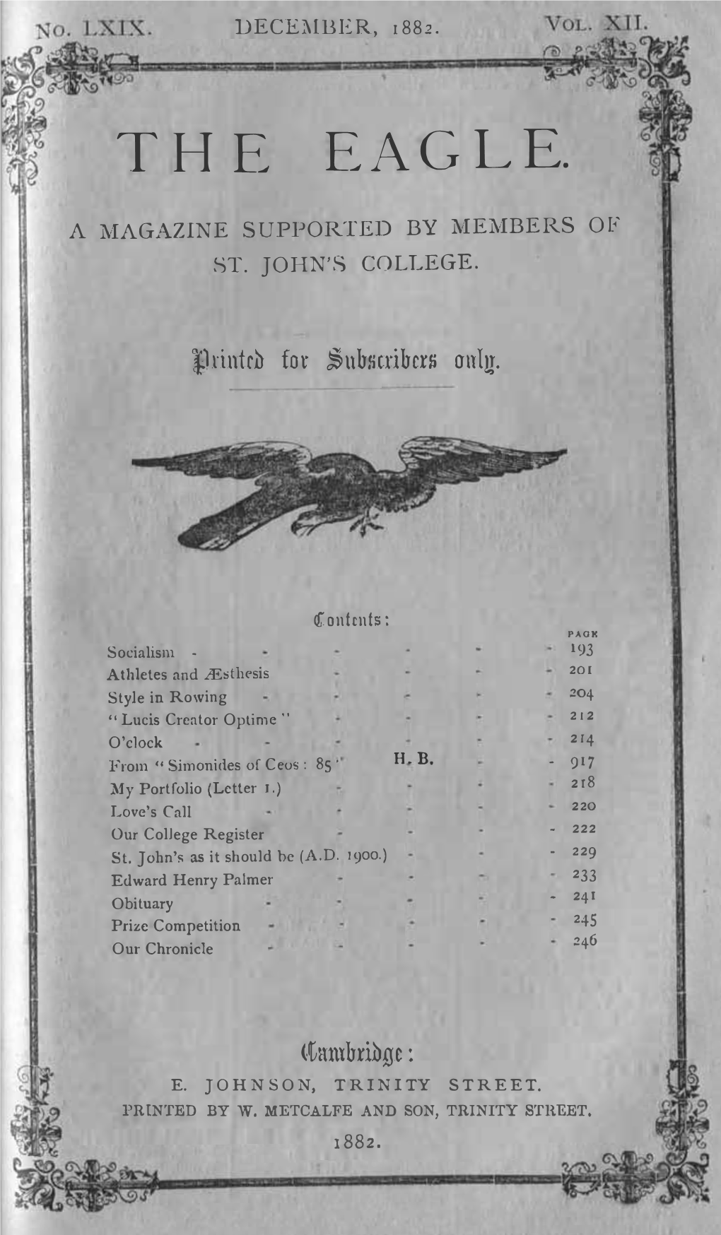 The Eagle 1882 (Michaelmas)