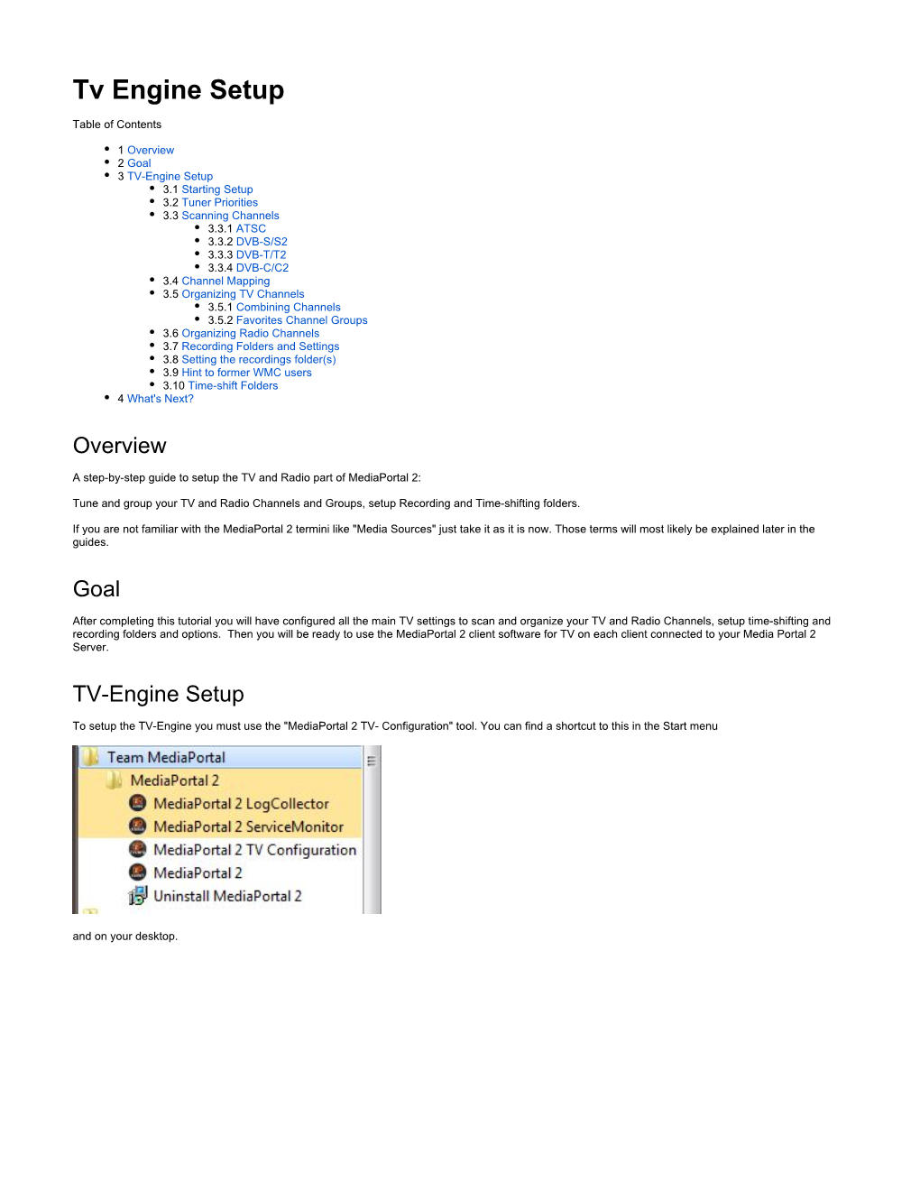 Tv Engine Setup