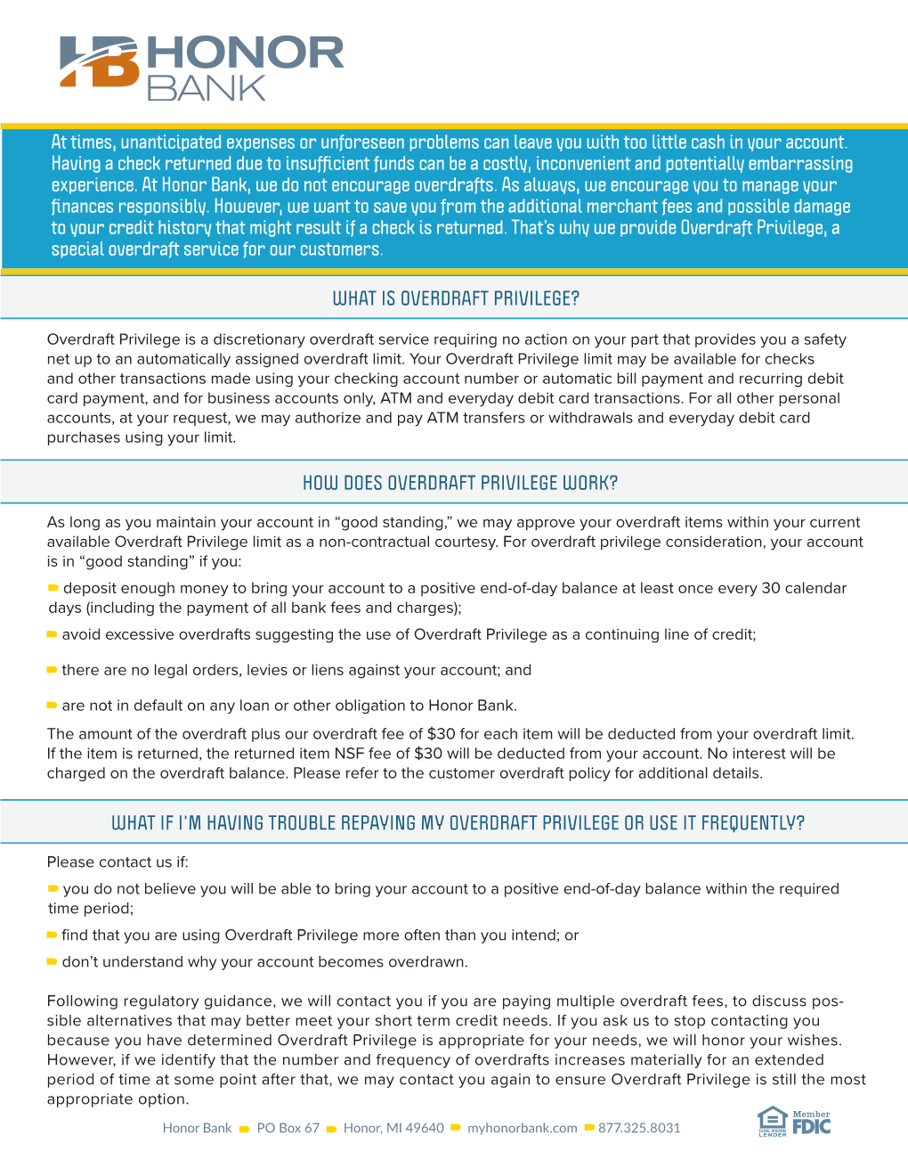 Overdraft Privilege Overview