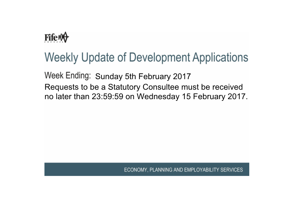 Weekly Update of Development Applications