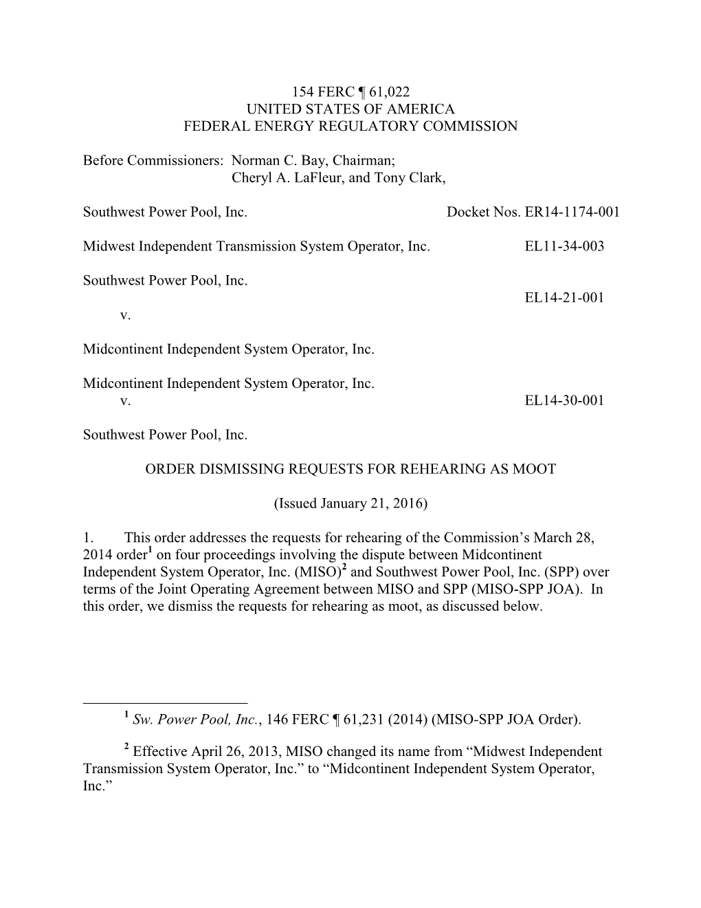 Southwest Power Pool, Inc. Docket Nos