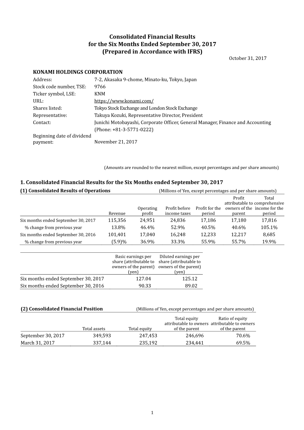 2Q FY2018 Consolidated Financial Results (PDF/294KB)