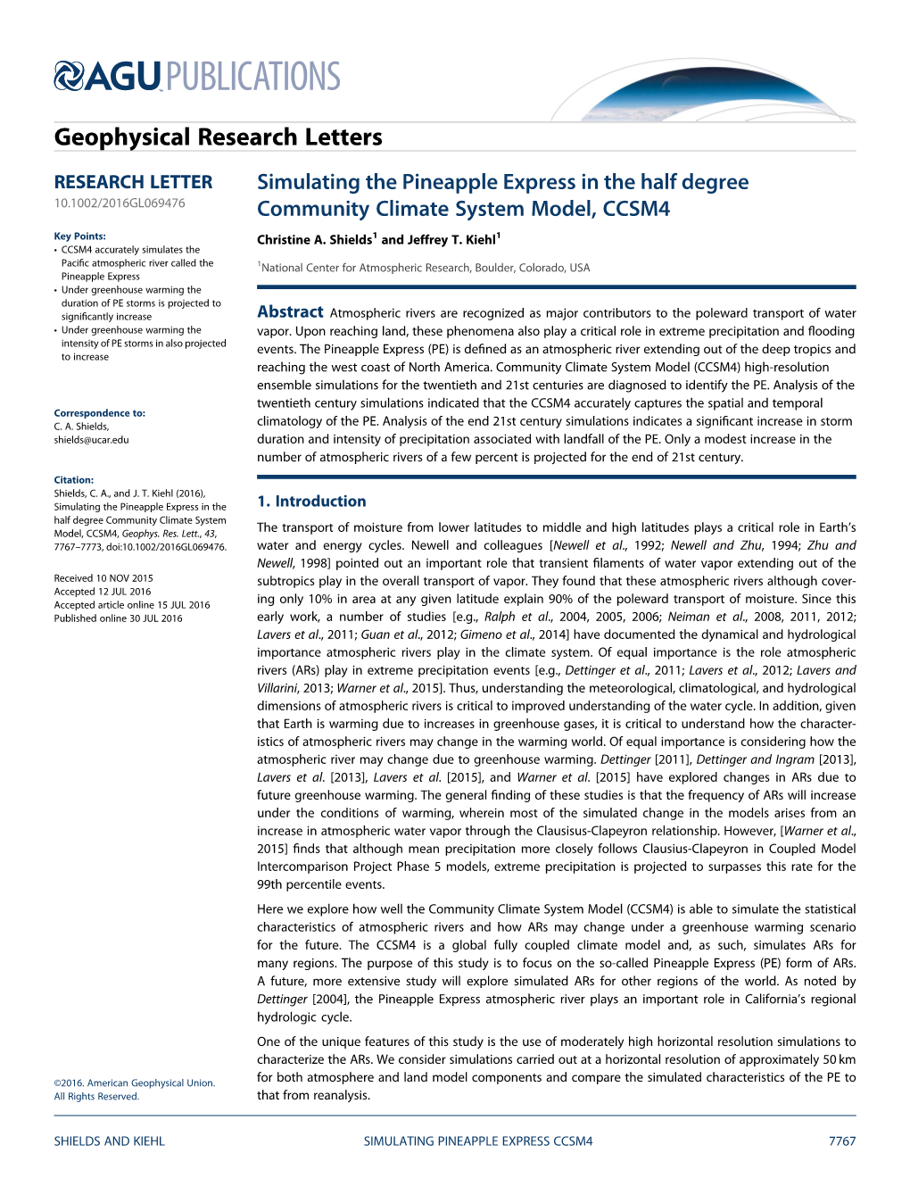 Simulating the Pineapple Express in the Half Degree Community Climate