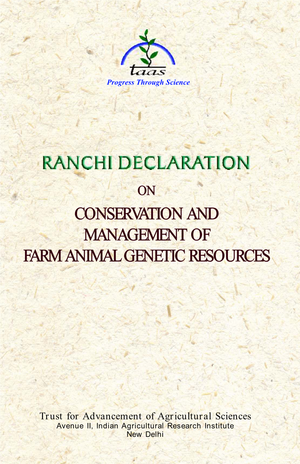 Strategy for Conservation of Farm Animal Genetic Resources