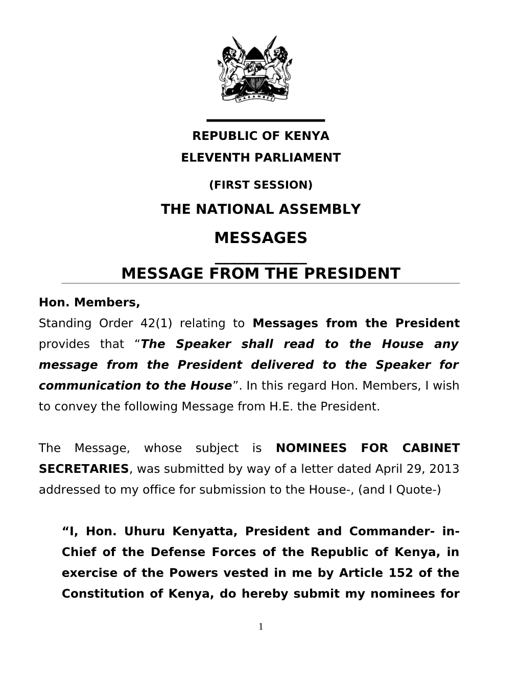 Message from the President