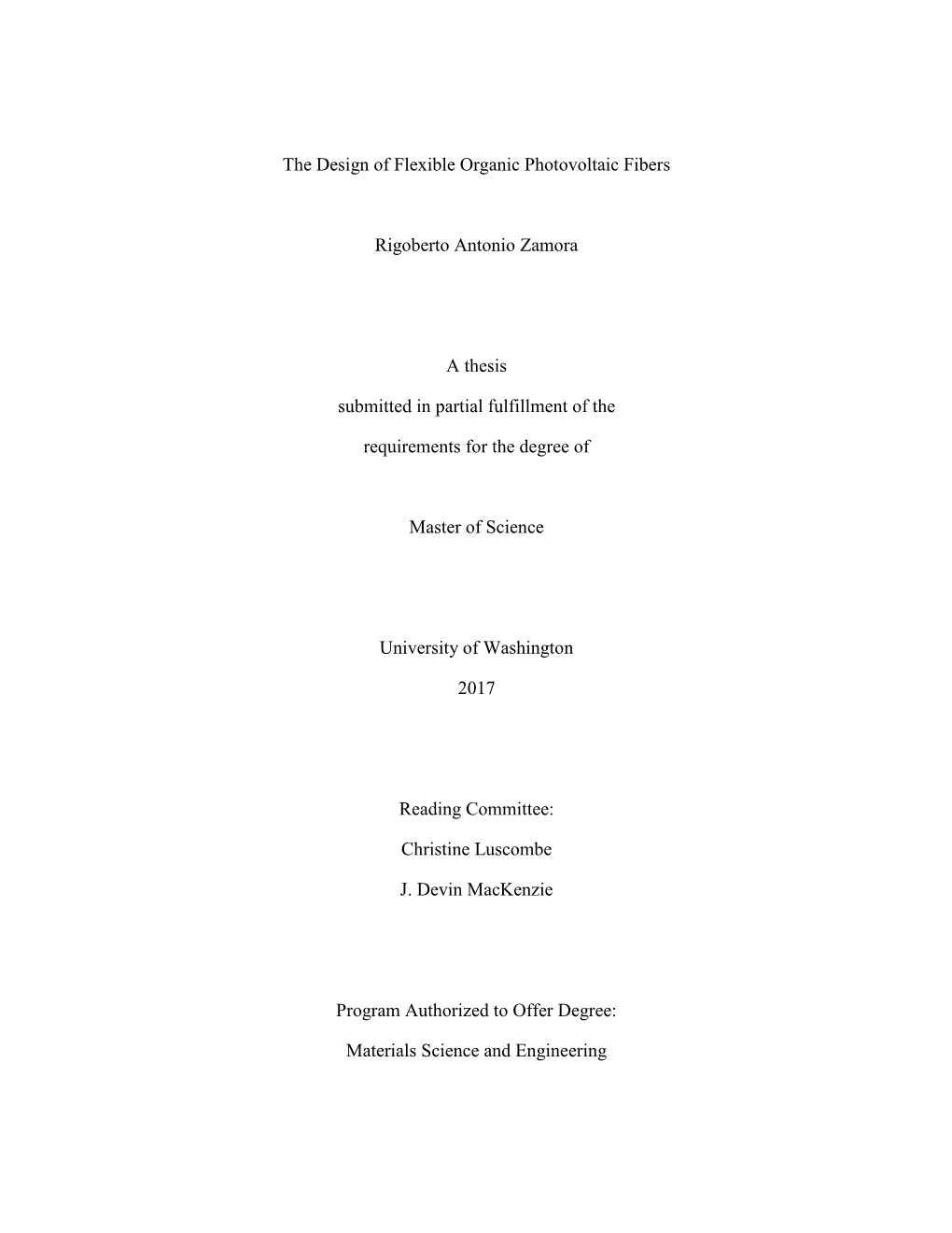 The Design of Flexible Organic Photovoltaic Fibers Rigoberto