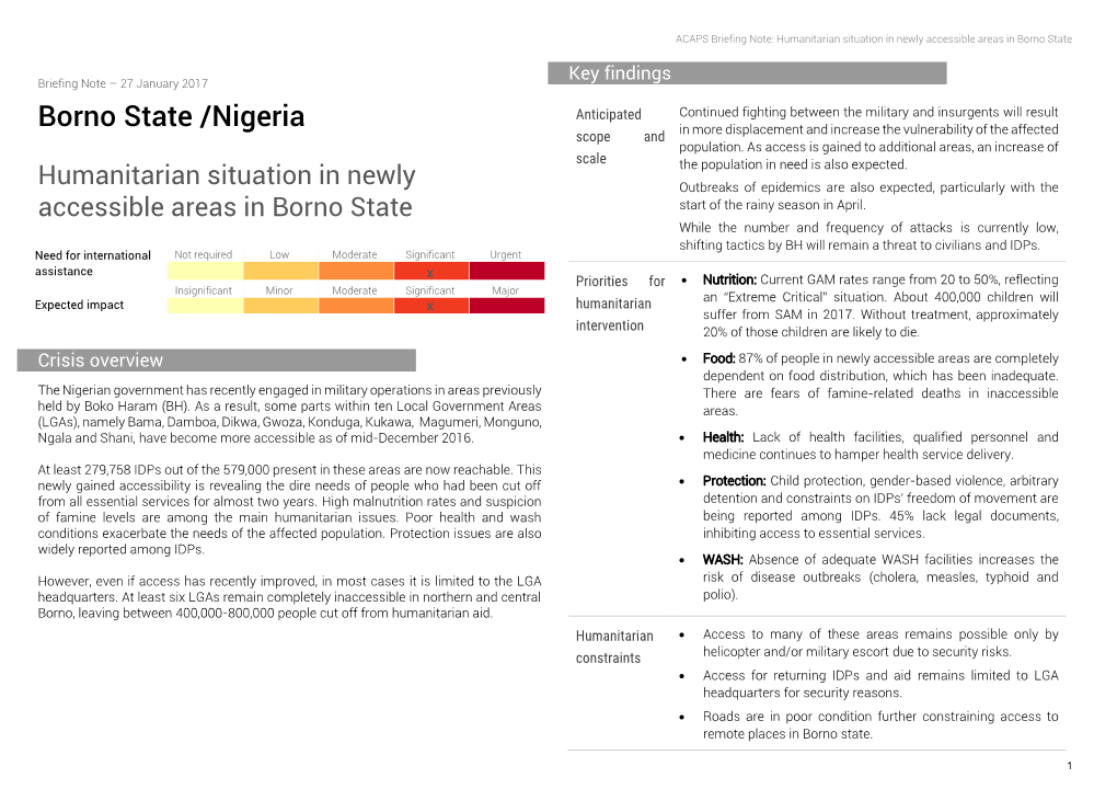 Borno State /Nigeria in More Displacement and Increase the Vulnerability of the Affected Scope and Population