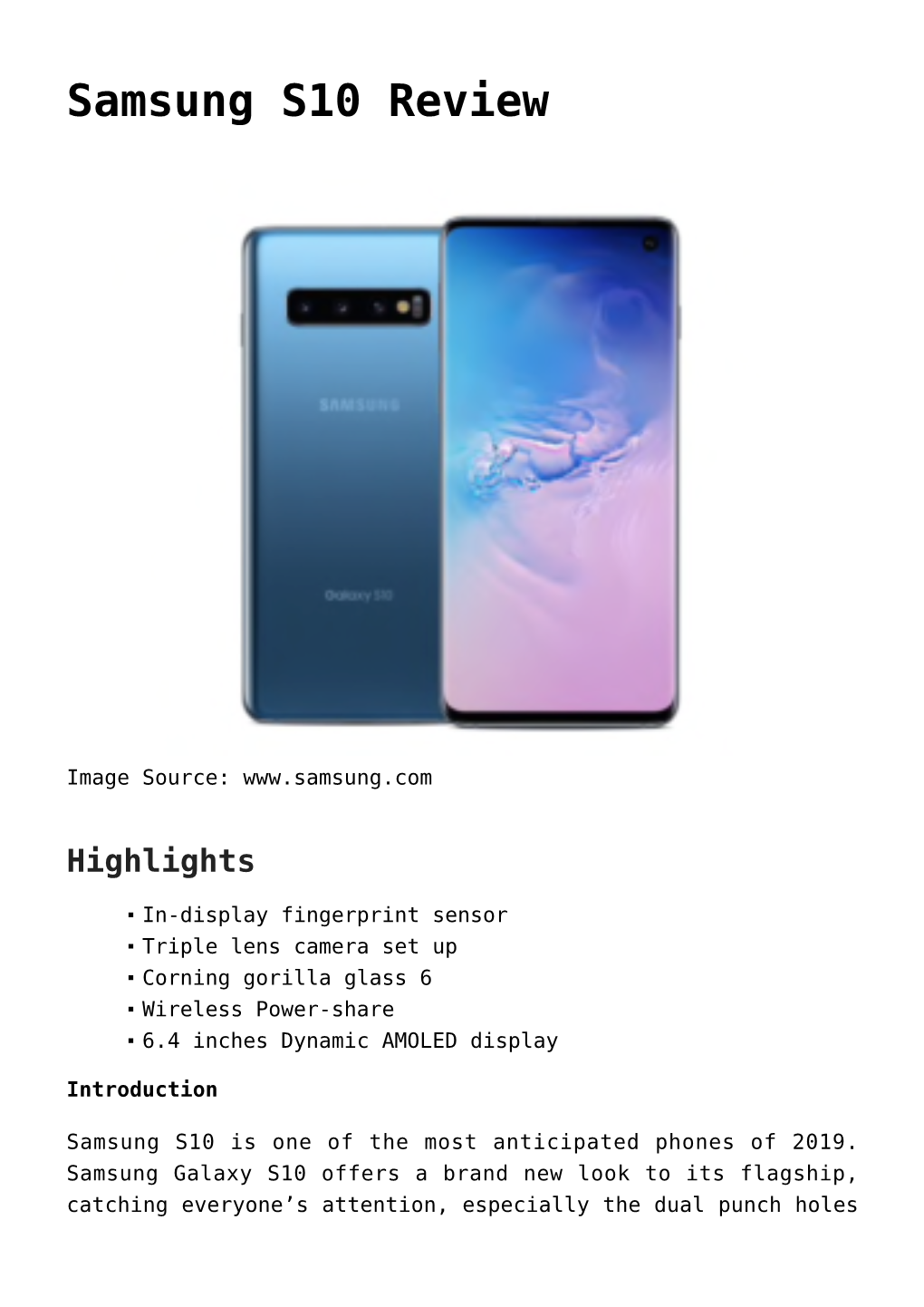 Samsung S10 Review,Samsung Galaxy Fold Review,Samsung