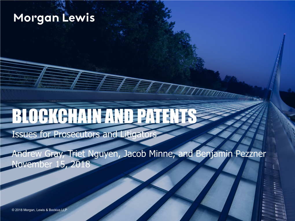 BLOCKCHAIN and PATENTS Issues for Prosecutors and Litigators