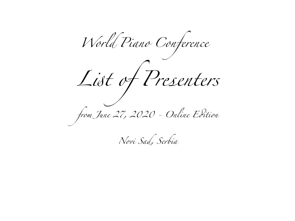 List of Presenters