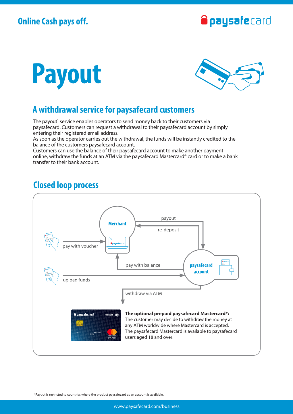 Online Cash Pays Off. a Withdrawal Service for Paysafecard Customers