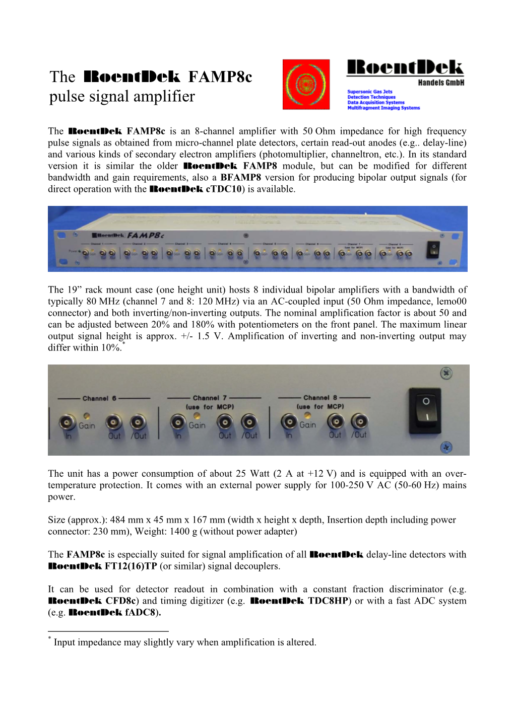 The Roentdek Famp8c Pulse Signal Amplifier