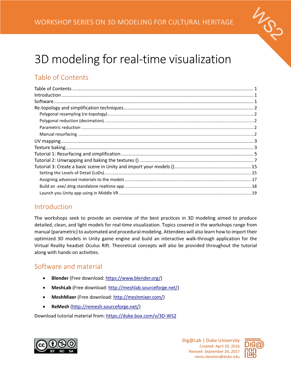 3D Modeling for Real-Time Visualization