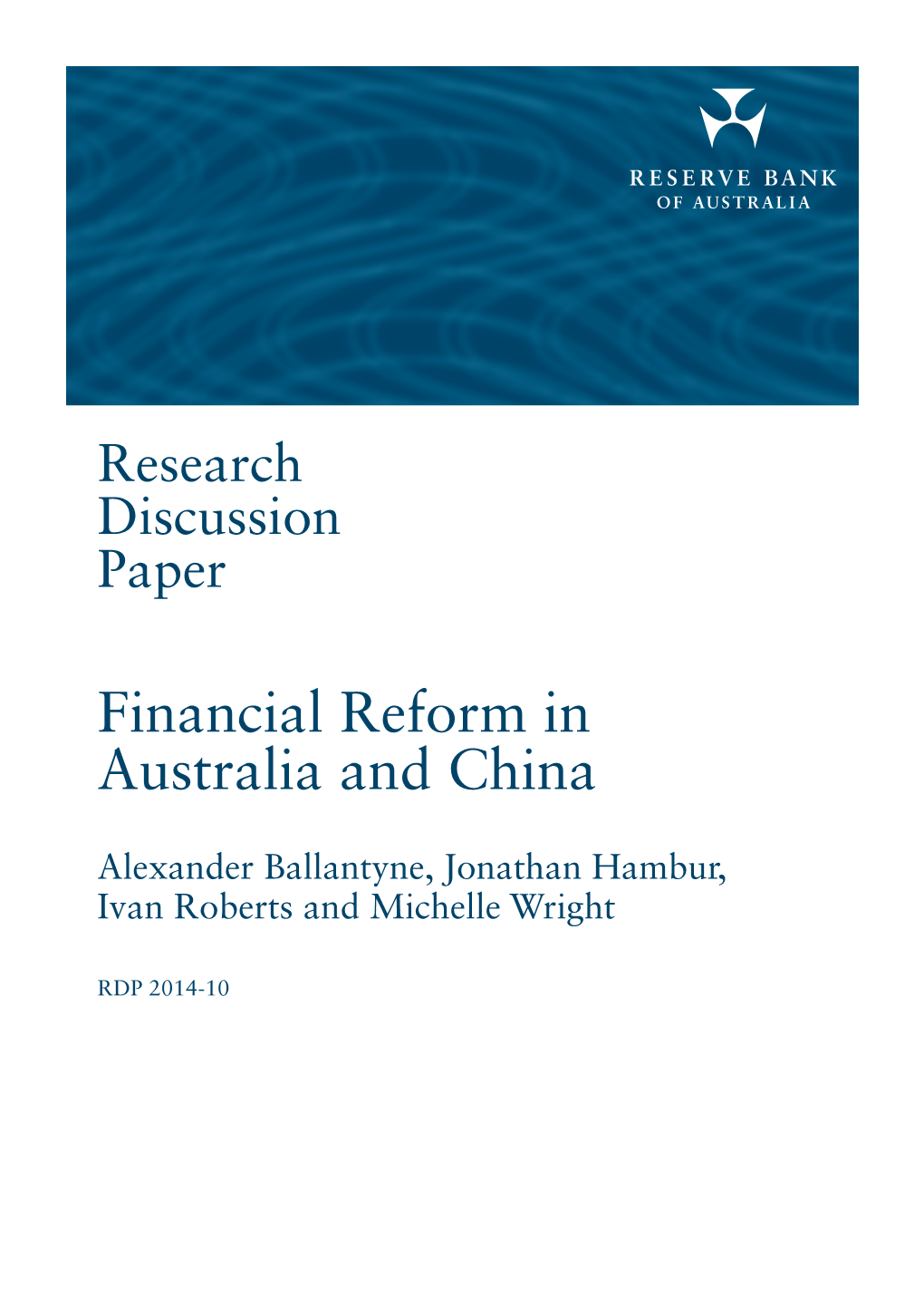 Financial Reform in Australia and China