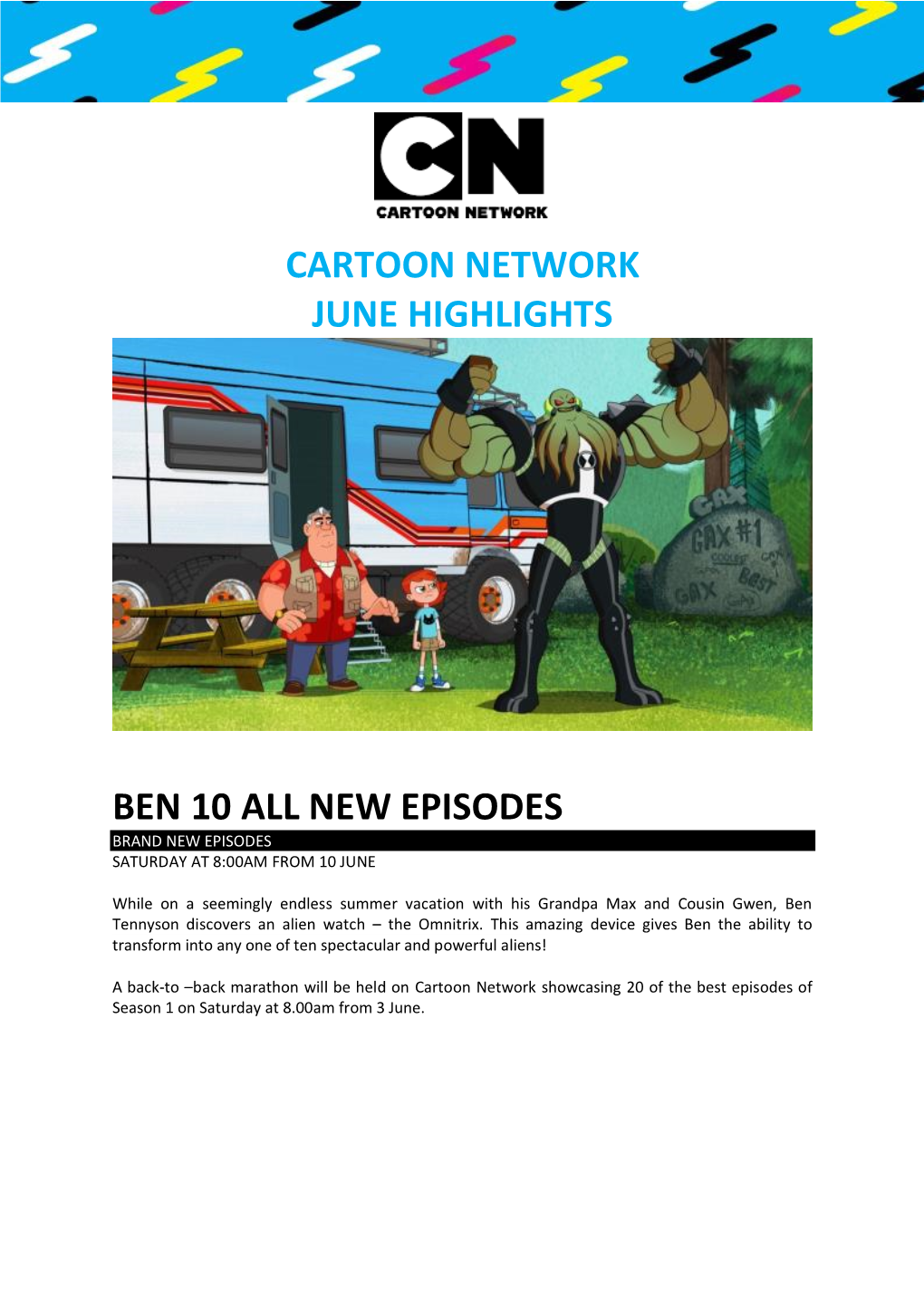 Cartoon Network June Highlights Ben 10 All New