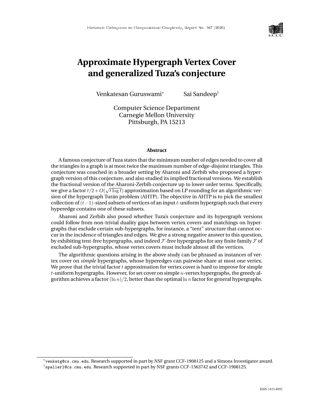 Approximate Hypergraph Vertex Cover and Generalized Tuza's