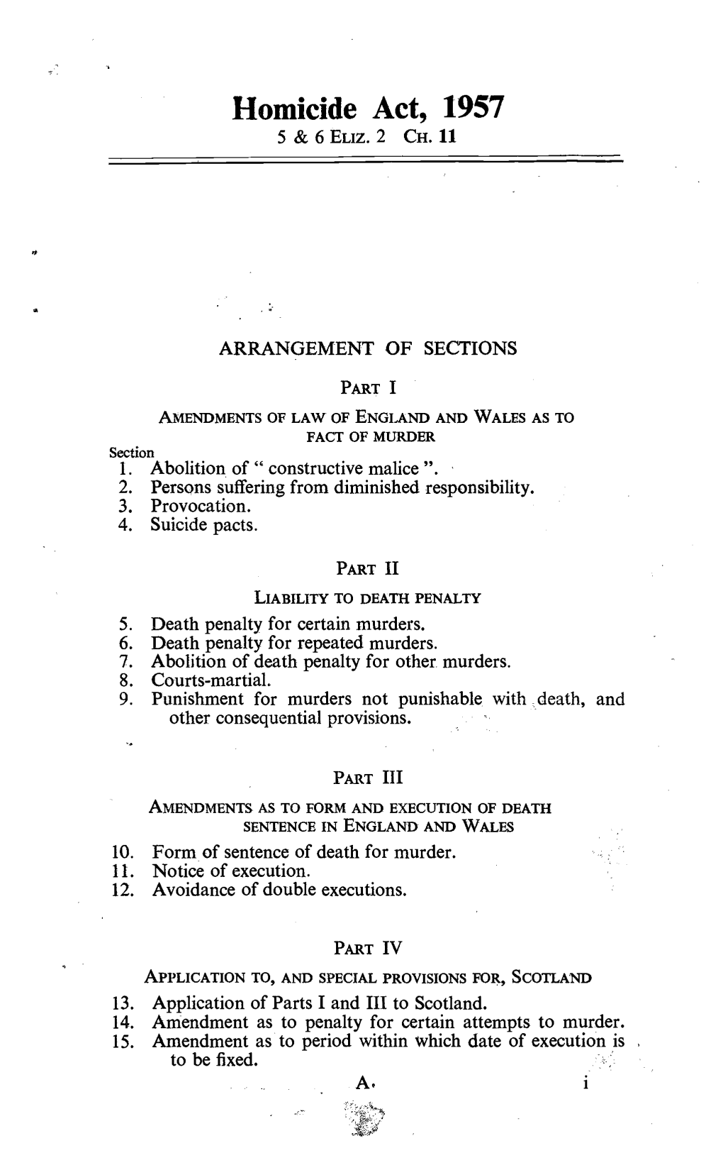 Homicide Act, 1957 5 & 6 ELIZ