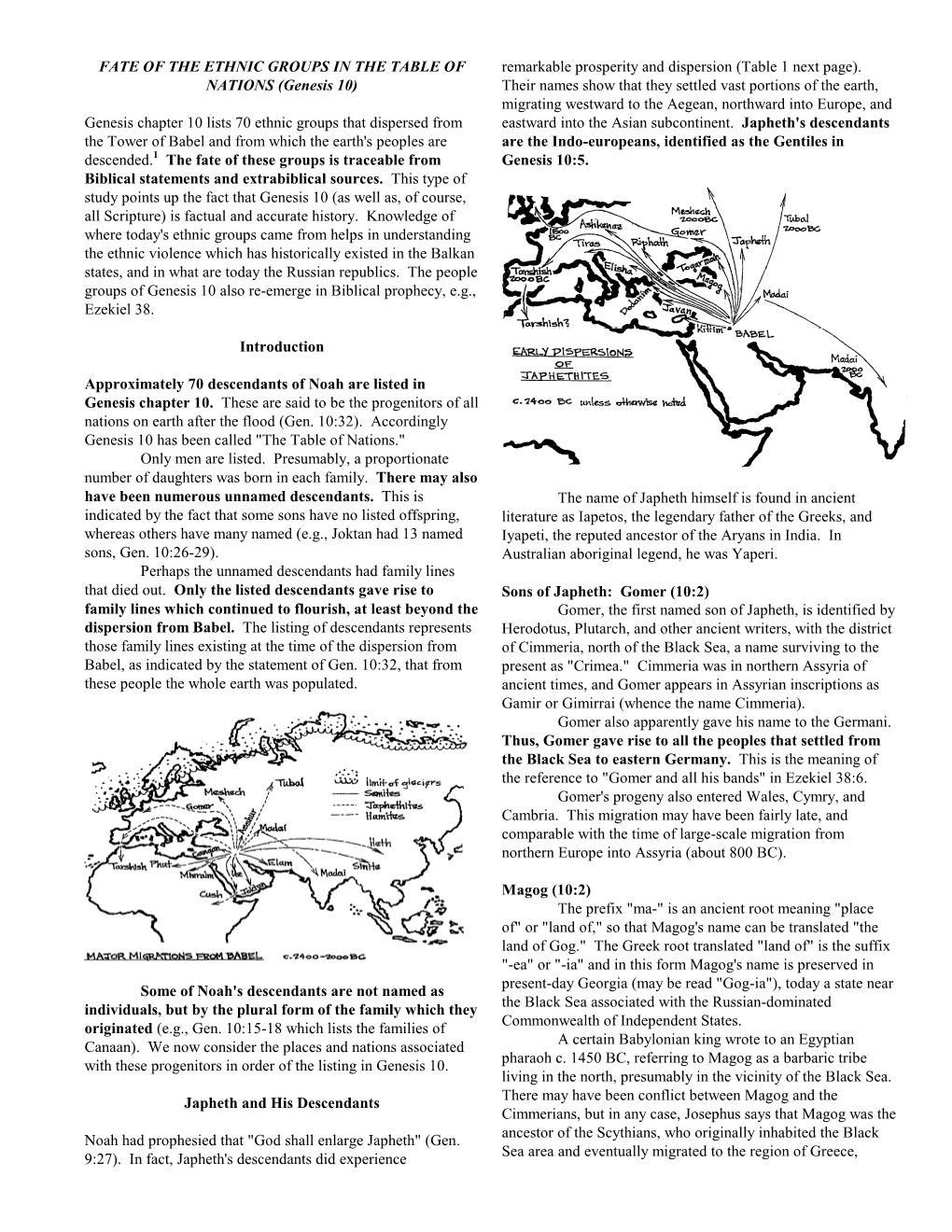 Genesis Chapter 10 Lists 70 Ethnic Groups That Dispersed from Eastward Into the Asian Subcontinent