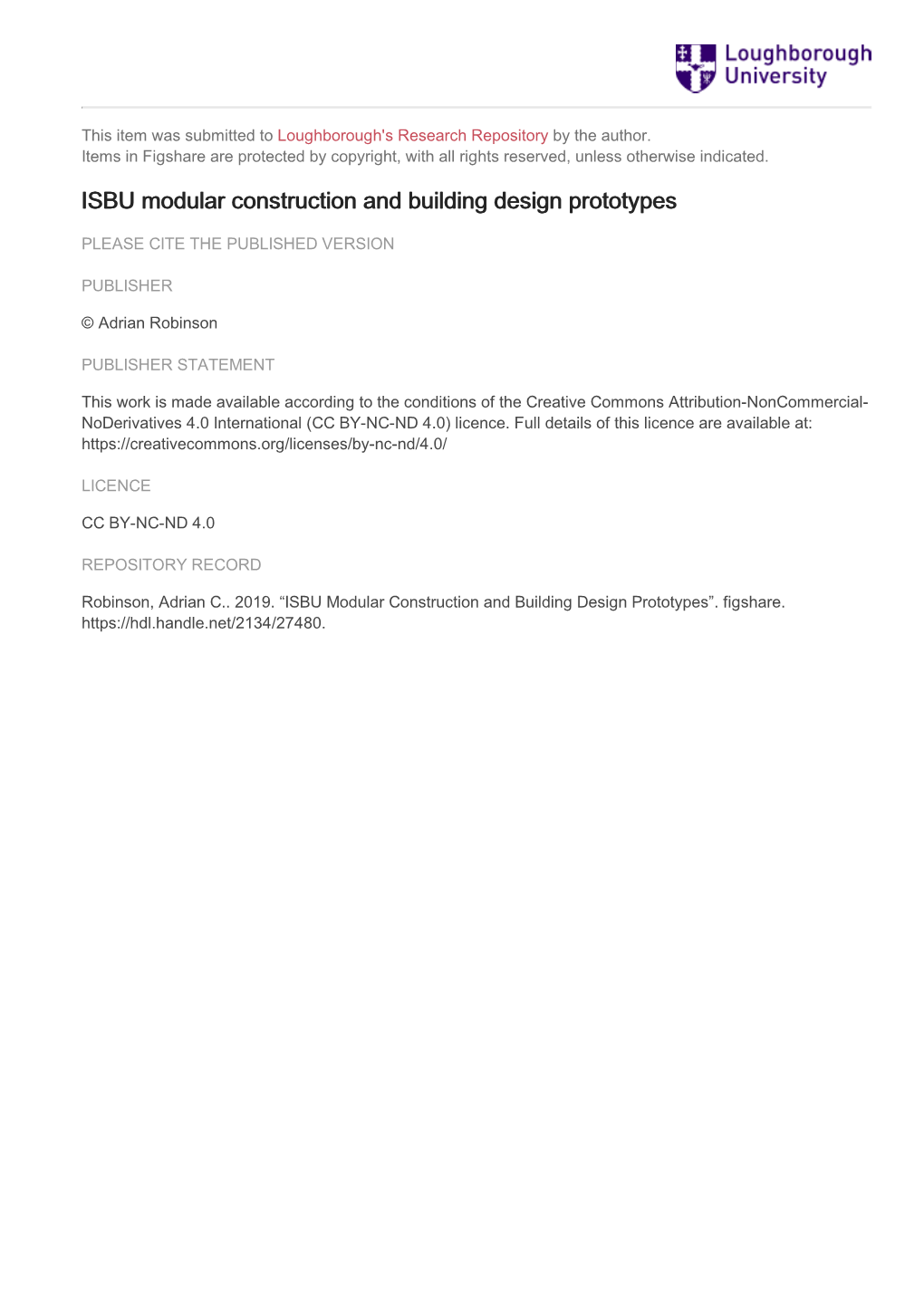 ISBU Modular Construction and Building Design Prototypes