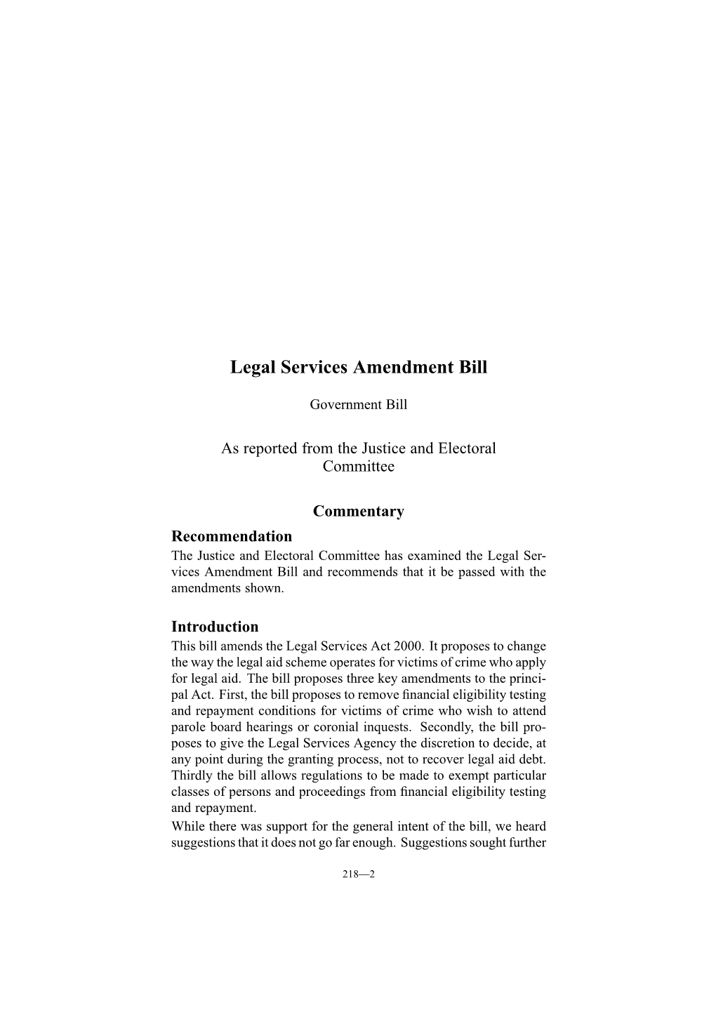 Legal Services Amendment Bill