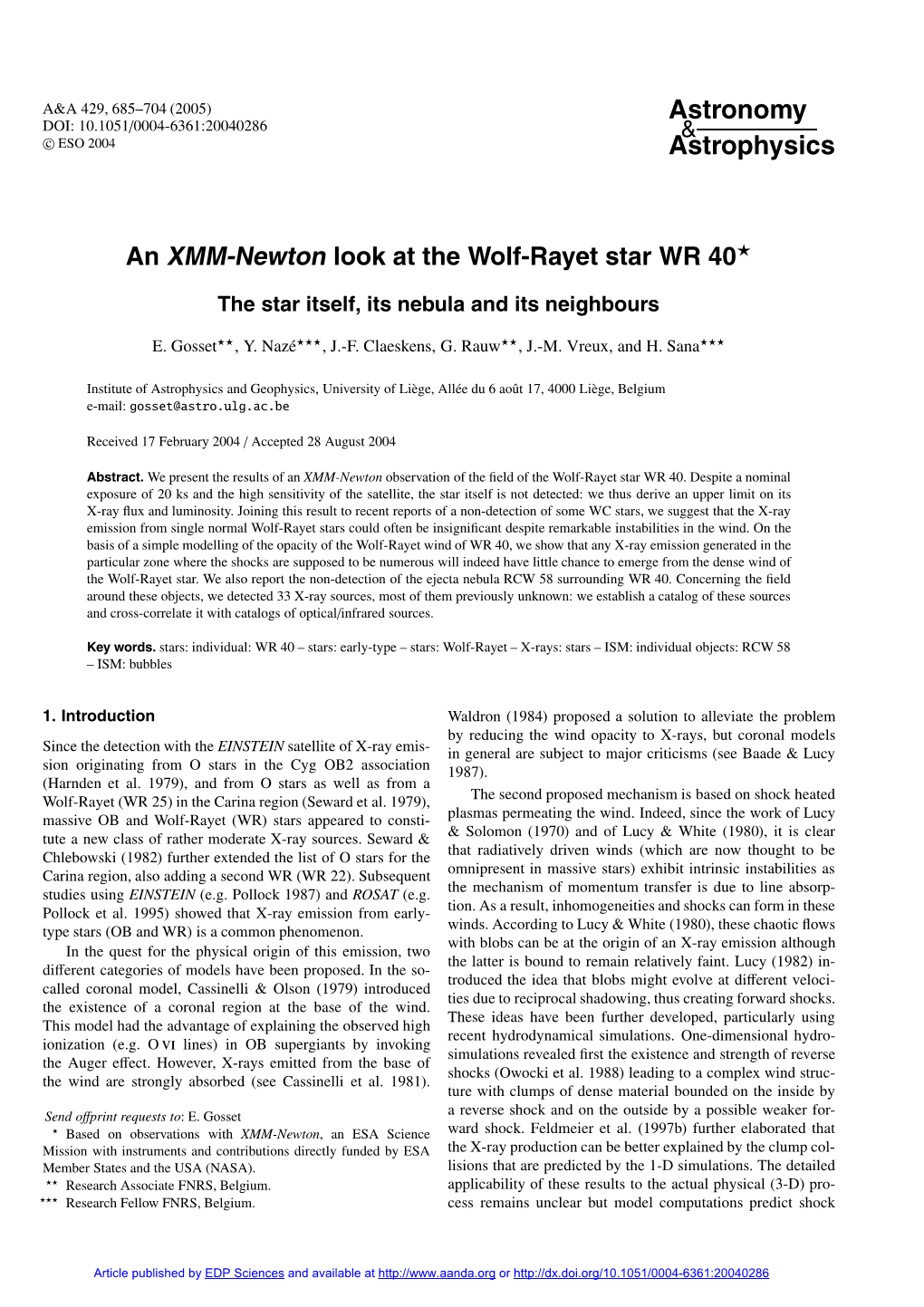 An XMM-Newton Look at the Wolf-Rayet Star WR 40