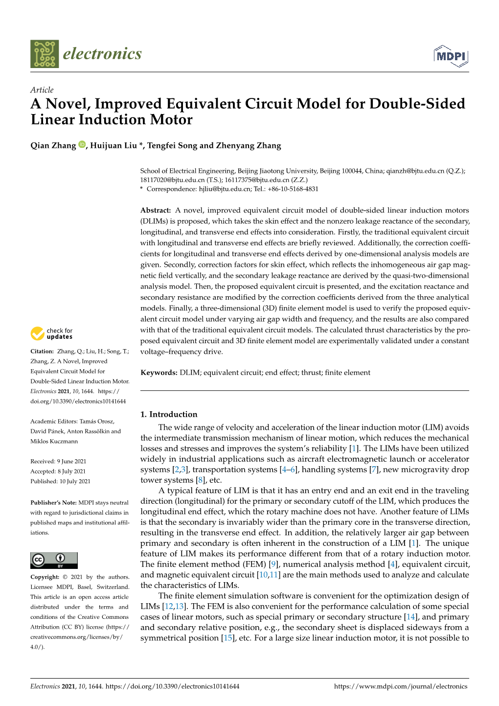 A Novel, Improved Equivalent Circuit Model for Double-Sided Linear Induction Motor