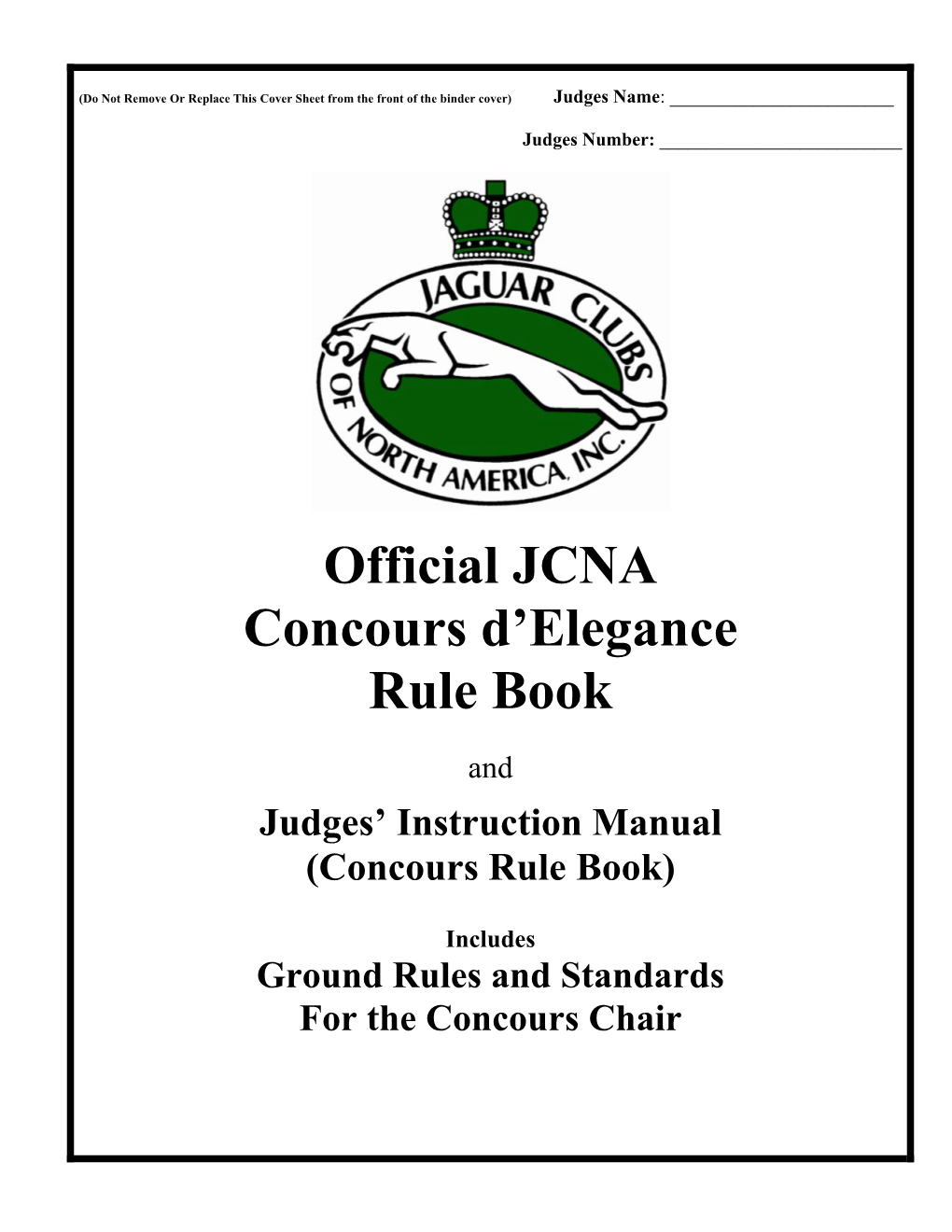 Official JCNA Concours D'elegance Rule Book