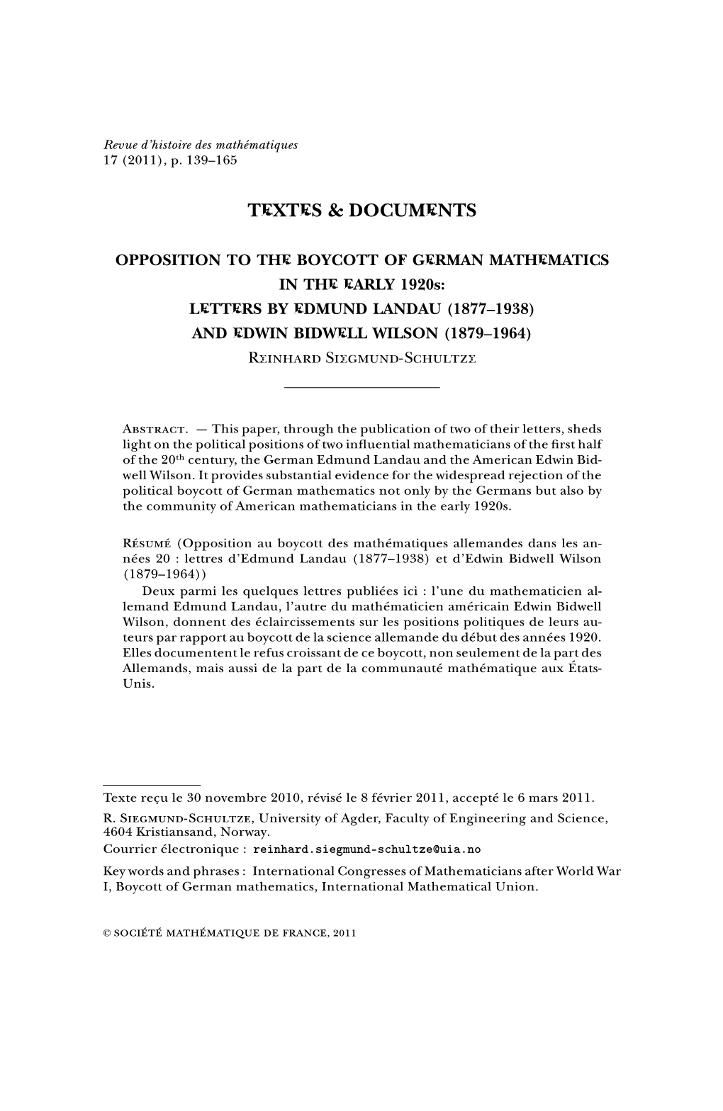 Textes & Documents