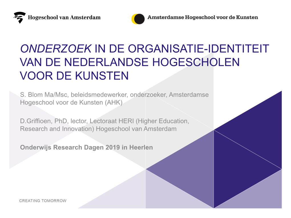 'Onderzoek' in De Organisatie-Identiteit Van De