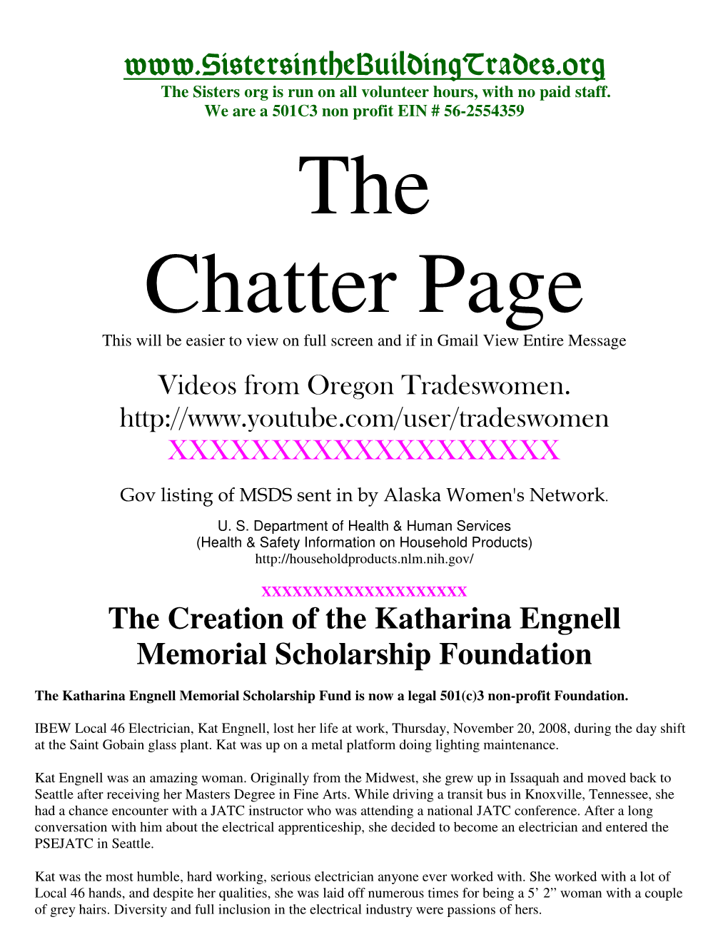 The Creation of the Katharina Engnell Memorial Scholarship Foundation