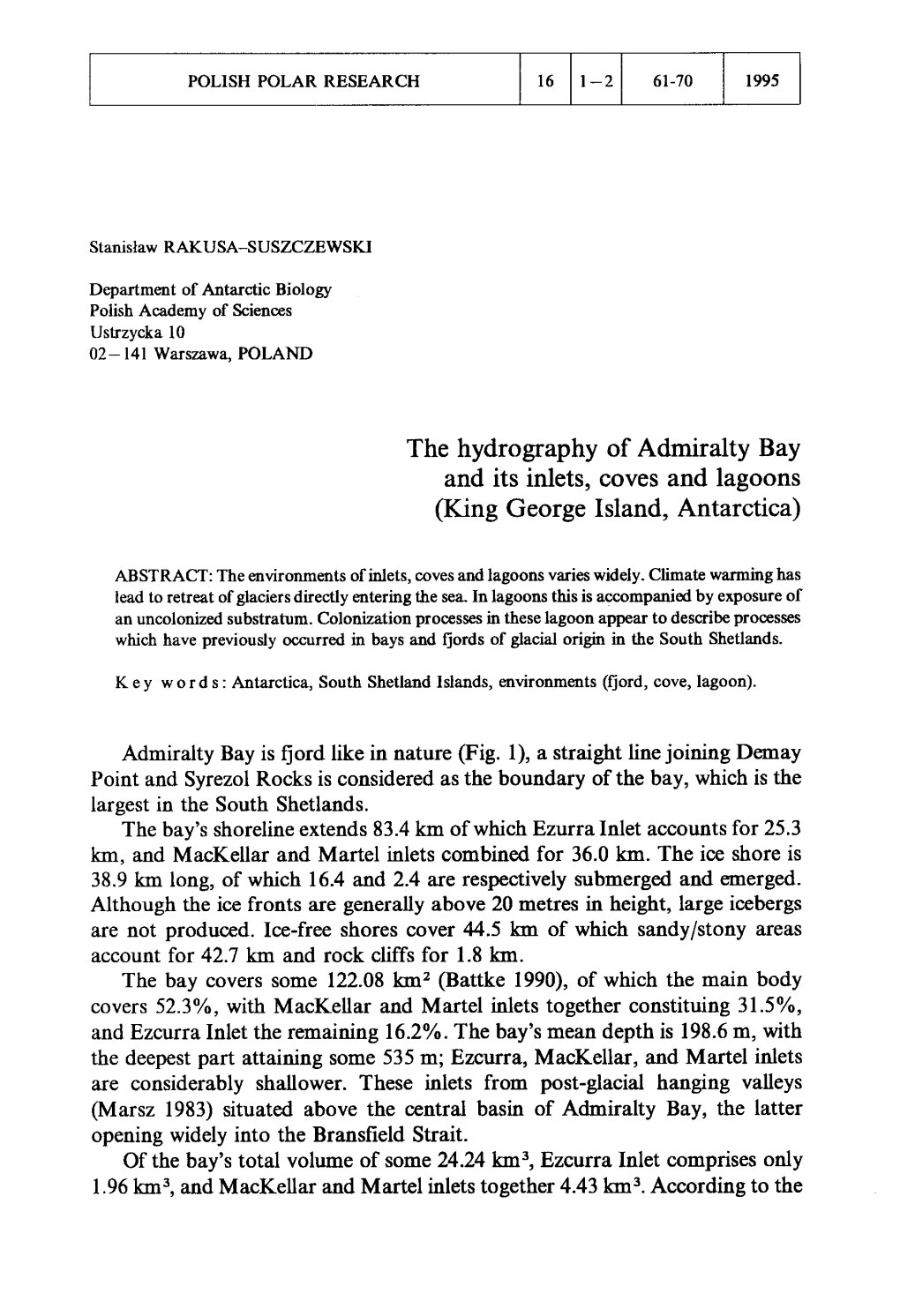 Admiralty Bay and Its Inlets, Coves and Lagoons (King George Island, Antarctica)